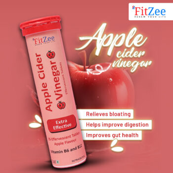 FitZee Red Apple Cider Vinegar Effervescent Tablets, Set of 12