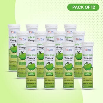 FitZee Apple Cider Vinegar Effervescent Tablets, Green, Set of 12
