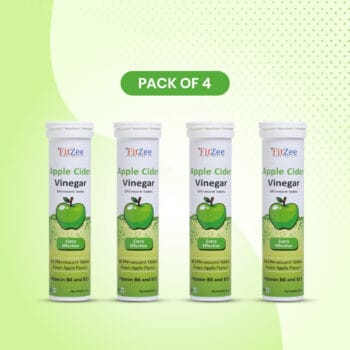 FitZee Apple Cider Vinegar Effervescent Tablets, Green, Set of 4